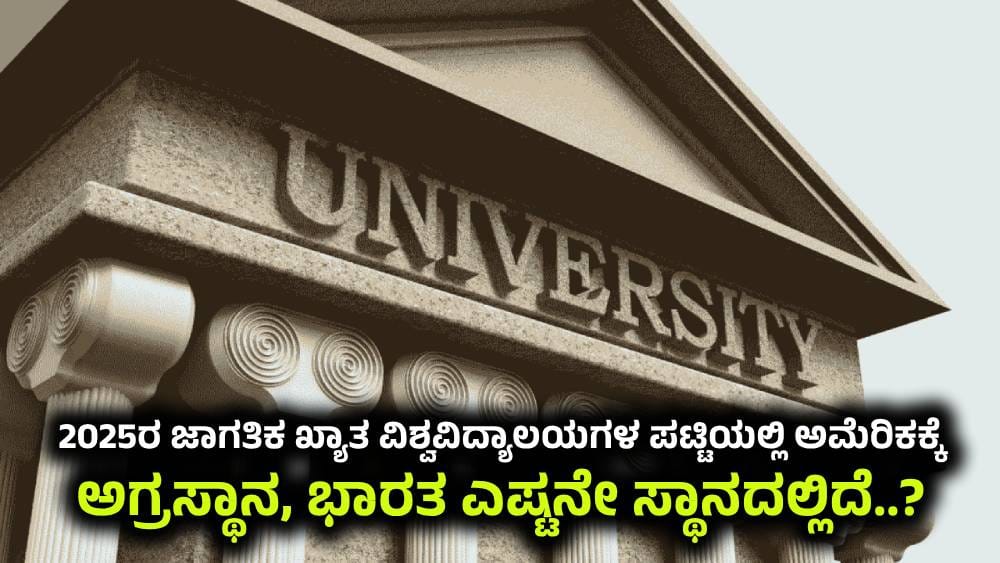 Global University Reputation : 2025ರ ಜಾಗತಿಕ ಖ್ಯಾತ ವಿಶ್ವವಿದ್ಯಾಲಯಗಳ ಪಟ್ಟಿಯಲ್ಲಿ ಅಮೆರಿಕಕ್ಕೆ ಅಗ್ರಸ್ಥಾನ, ಭಾರತ ಎಷ್ಟನೇ ಸ್ಥಾನದಲ್ಲಿದೆ..?